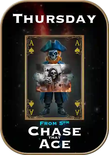 Advert for Thursdays Chase the Ace from 5pm at the Boathouse Sports Bar & Grill in Mandurah WA